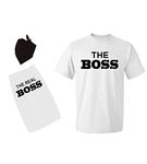 PandoraTees Matching Dog and Owner Tshirts - The Boss/The Real Boss, White, Adult Large + Dog Tee Large