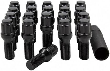 Wheel Accessories Parts 20 Pcs Lug Nut Set M12 x 1.25 12x1.25 Thread Acorn Seat Lug Bolts Car Spline 28mm Thread Length Black Lug Nuts for Chrysler 200 | 2016+ Jeep Cherokee | 2017+ Jeep Compass