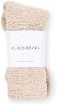 Cozy Sock For Women | Fuzzy Ultra-Luxe Cloud Sock Gifts For Women & Men | Warm & Cozy Fuzzy Unisex Sleep Socks | Super Soft Luxurious Fabric With Bonus Travel Tote, (Stone, 1 Pair)