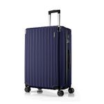 FLIEE Large Suitcase Hard Shell | Aluminum Telescopic Handle | TSA 3 Digit Combination Lock | 4 Dual Spinner Wheels | Lightweight Suitcase Large | Hold Check in Luggage (Blue, Large 28'')