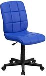 Flash Furniture Mid-Back Quilted Vinyl Swivel Task Office Chair, Fabric, Blue, Set of 1