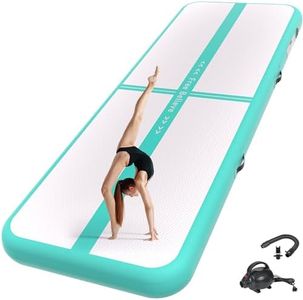 Inflatable Gymnastics Tumbling Mat Air Tumble Track Mats for home 10/13/16/20Ft Training Mat with Pump for Gym Cheerleading Yoga Water Gymnastics Mats for Tumbling at home 4/6Inches Thick