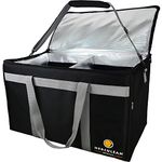 Commercial Large Premium Food Delivery Bag w/Divider | Thermal Insulated to Keep Cold or Hot Food | Durable Heavy Duty | Ideal for Catering Transport, Grocery Carrier, Ubereats, Doordash, Grubhub