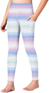 Stelle Girls Athletic Leggings Kids Dance Workout Running Yoga Pants with Hidden Pocket (Pastel Horizon, 12-13 Years)