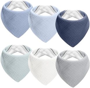 Kwelife gift Muslin Baby Bibs 6-Pack Baby Drool Bandana Bibs for Unisex Baby Girls Boys Toddlers Drooling and Teething Soft Blue