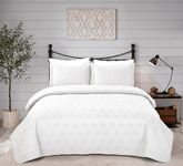 Home Beyond & HB design - 2-Piece Bedspread Quilt Set Twin Size, 1 Quilt and 1 Pillow Sham, Soft Lightweight Microfiber Coverlet Set for All Season, White