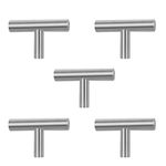 WIFUN 5 Pcs Cabinet Pulls, T Bar Cabinet Handles Single Hole Dresser Drawer Knobs for Kitchen Closet Wardrobe (Silver)