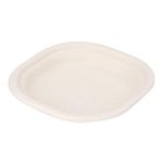 SANWALSA Disposable Square Bagasse Paper Plates, 6 Inches Diameter, Set of 50 pcs - Beige