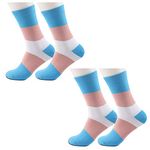 JXGZSO 2 Pairs Transgender Pride Flag Socks LGBTQ Gifts Queer Pride Trans Flag Tube Socks Transgender Gift (Transgender Pride Flag Socks)