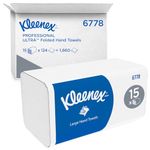 Kleenex Ultra large paper towels with interfold 6778 - 2-ply paper towels with V-fold - 15 packs x 124 towels (Total 1860 folded towels) , soft, comfortable, ultra-absorbent and tear-resistant