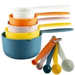 Smithcraft Measuring Cups and Spoons Set, 10 Piece Cute Measuring Cup Spoon Set, Plastic Measuring Cups and Spoons, Rainbow Colorful Measure Cups Measurement Spoons for Baking & Kitchen Random Color