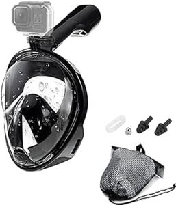 Roczential Full Face Snorkel Mask, Snorkel Mask, with Removable Snorkeling Holder, Collapsible. 180° Field of Vision Diving Mask, Anti-Fog and Anti-Leakage Adult Diving Equipment(L/XL)