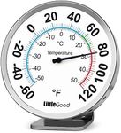 5” Indoor Outdoor Thermometer - Analog Thermometer gauges for Temperature Updated, Round Dial Metal Wall Thermometers Large Numbers for Home, Patio, Room, Greenhouse, Garage, Decorative