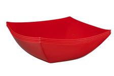 PLASTICPRO Disposable Square Serving Bowls, Party Snack or Salad Bowl, Plastic Red Pack of 4 128 OUNCE