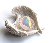 Stone of Multidimensional Healing - Reiki Healing Energy Charged Reiki Energy Charged Rainbow Angel Aura Quartz Tumble Stone Crystal Gift Set in Angel Wings Dish