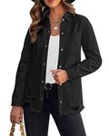 Roskiky Womens Vintage Denim Jackets Tassel Hem Denim Trucker Jackets for Women Western Shacket Jackers Ladies 2023 Trendy Denim Jackets Vintage Black Size Large Fits UK Size 16 to UK Size 18