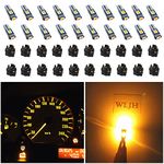 WLJH 74 Led Bulb Dash Lights Super Bright T5 2721 37 286 Wedge PC74 Twist Socket Automotive Instrument Panel Gauge Light Kits Cluster Shift Indicator Bulbs Amber Yellow Pack of 20