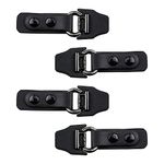 CRAFFANCY 4 Pairs Black Metal Leather Clasp Fasteners, Leather Closure Clip Holder Buckle Clip Cardigan Clips for Clothing Accessories Sew On Hooks DIY Craft(Style 3), Black, Medium