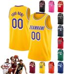 Imilan Custom Basketball Jersey Personalized Team Jerseys Practice Shirt Uniform with Printed Name Number College University Men Women Kids Youth Athletic Sportswear,1 LakerYellow