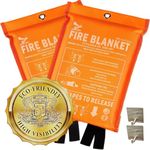 Supa Ant Emergency Fire Blanket for Home and Kitchen - 2 Pack 1500F High Visibility (Glow in The Dark) Smother Kitchen Fire Blanket - CE Certified Hero Fire Blankets Emergency for Home (47in)