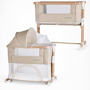 BEBE2LUXE Berceau évolutif 3 en 1 Leo – Cododo réglable Hauteur, Lit bébé sécurisé, Parc modulable, de la Naissance à 36 Mois en Mode Parc – Beige