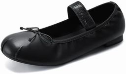 Athlefit Black Flats Shoes Women Mary Jane Ballet Flats Comfortable Slip-On Dressy Business Casual Work Ballerina Dress Shoes Size 10