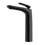 Durovin Black Bathroom Tap - Counter Top or Mount - Lever Handle - Bubbler Spout Sink Faucet - Matte Black