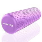 Strauss Yoga Foam Roller | Deep Tissue Massage Roller for Knee Exercise, Muscles Recovery & Physiotherapy | Home Gym Fitness Equipment for Full Body Relaxation and Flexibility | 45cm,(Purple)