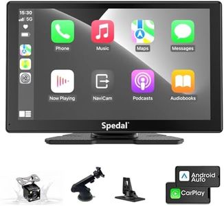 NaviCam 9 Inch Wireless Carplay & Android Auto with 1080P Backup Camera, Portable Car Stereo with Car Play Touch Screen, Navigation with Mirror Link, Bluetooth, AUX/FM, Gift of Drive Mate