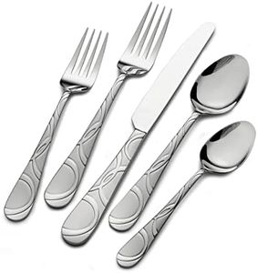 Pfaltzgraff Everyday Garland Frost 53-Piece Stainless Steel Flatware Set, Service for 8