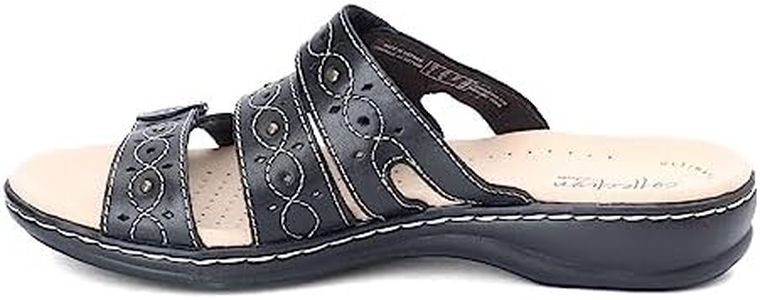 Clarks Womens Leisa Cacti Slide Sandal, Black Leather, 8 M US