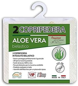V.I.P. Coppia Federe Aloe Vera Jacquard Elasticizzato con Zip 50 x 80 cm, Made in Italy