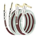 OTraki 2 Pack Guitar Instrument Cable 3FT 1/4 Inch Straight to Right Angle Gold Plated 6.35mm Electric Guitar Cables 1M TS Solid Instrument Cord for Bass Keyboard Effector Microphone Mixer