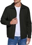 COOFANDY Men Black Cotton Zip Up Jacket Lightweight Jackets Casual Windbreaker Work Golf Jacket Coat