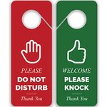 Do Not Disturb Door Hanger Sign, 2 Pack Double Sided, Red and Green, Please Do Not Disturb" and "Welcome Please Knock". Ideal for Office Home Clinic Dorm Online Class Video Call and Meeting Sessions.