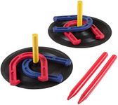 Rubber Horseshoes Game Set for Outdoor and Indoor Games - Perfect for Tailgating, Camping, Backyard and Inside Fun for Adults and Kids by Hey! Play! Black, 12 X 13.5 X 12"