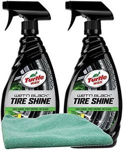 Turtle Wax Wet n' Black Tire Shine Bundle with Microfiber Cloth (3 Items)