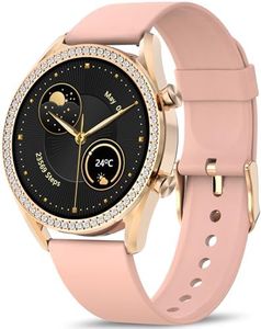 BRIBEJAT Smart Watch for Women with Diamonds (Dial/Answer Call) Fitness Tracker, 1.27'' Small Screen Pedometer with SpO2/HR/Sleep Monitor Compatible with iPhone Samsung Huawei Android Phone, Rose Gold