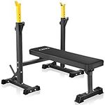 CANPA Bench Press, Olympic Weight Bench with Squat Rack Workout Bench Adjustable Barbell Rack Stand Strength Training Home Gym Multi-Function