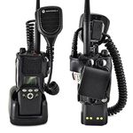 Motorola XTS2500 Radio Belt Clip Holder fits in Charger, Turtleback XTS 2500 Models 1 2 3 Two 2 Way Radio Leather Case Black Walkie Talkie Holster with Heavy Duty Rotating Metal Belt Clip