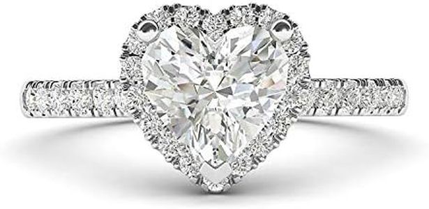 Sterling Silver Heart Shaped Diamond Side Stone Engagement Ring, Sterling Silver Sterling silver 925 pieces per 1000, Created Diamond