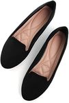 SAILING LU Women Round Toe Flats Comfortable Ballet Walking Shoes Dressy Slip-ons Loafers, Round Toe-black, 7 US