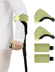 Elbow Brace Protective Cover Soft Velvet Forearm Crutch Pads, Ultra-Comfortable Crutches Padding for Armpits and Hand Grips, Washable Forearm Crutches Accessories for Adults, Walking Aid Arm Pads & Hand Grips Covers (Green 2 Pair)