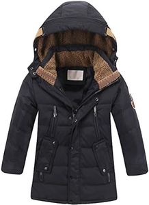 Mallimoda Big Boy's Hooded Bubble Jacket Heavyweight Solid Puffer Coat Style 1 Black Size 11-12 Years
