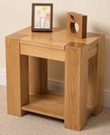 Kuba Solid Oak Lamp Table | Natural Oak Wood Occasional Table | Rectangular 60 x 40 cm Minimal Oak Living Room Table | Kuba By Oak Furniture King