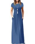 AUSELILY Maxi Dress for Women Summer Casual Long Dresses for Ladies with Pockets XL Beja Blue