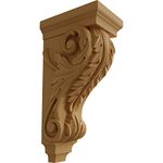 Ekena Millwork CORW05X07X14ACAL 5-inch W x 7-inch D x 14-inch H Large Acanthus Wood Corbel, Alder