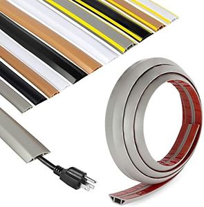 Rubber Bond Cord Cover Floor Cable Protector - Strong Self Adhesive Floor Cord Covers for Wires - Low Profile Extension Cord Covers for Floor & Wall - Grey - 1-2 Cord - 8 Feet