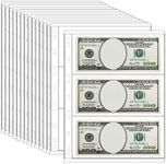 15-Sheet Pack Money Binder with 3-Pocket Dollar Bill Sleeves Currency Album Sheet Protectors for 3 Ring Binder Durable and Acid-Free for Collection Album Refills (Currency Sleeves, 45 Pockets)