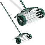 DORTALA Manual Lawn Aerator, Aerator Lawn Tool with Anti-Slip Handle and Tine Spikes, Easy Assembly, Grass Aerator for Lawn, Yard, Garden (with Fender)